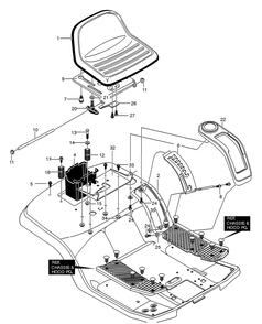 Rear Chassis Assembly Diagram and Parts List for 425601X53B 2001 Briggs and Stratton Lawn Tractor
